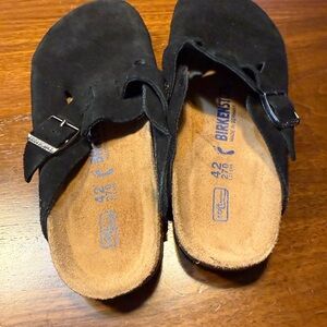 Birkenstock Kids Black Suede Sandals